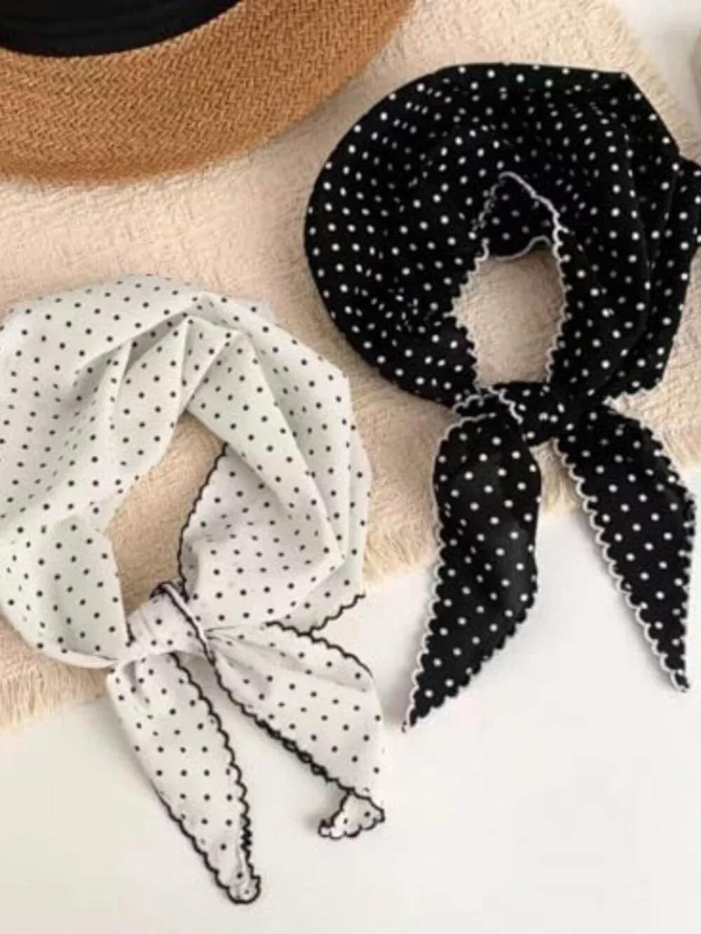Polka Dot Head Scarf for Women – Trendy Bandana Headband, Soft Fabric, Tie-Back